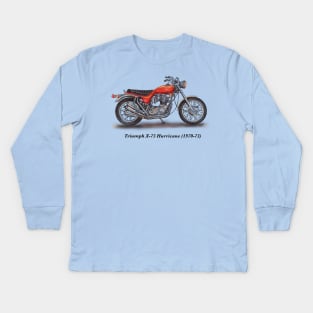 Drawing of Retro Classic Motorcycle Triumph X-75 Hurricane Kids Long Sleeve T-Shirt